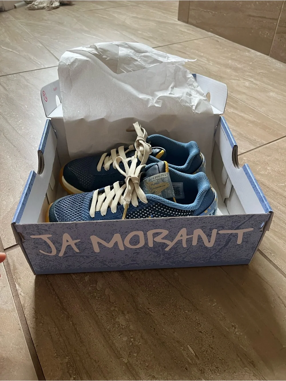 Ja 1 Nike Kids Blue and Yellow Low-Top Sneakers